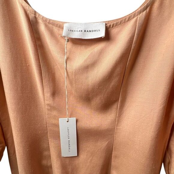 NWT Loeffler Randall Carmina Curve Seam Puff Sleeve Dress Cipria Peach Size 4 (0 - Picture 11 of 15